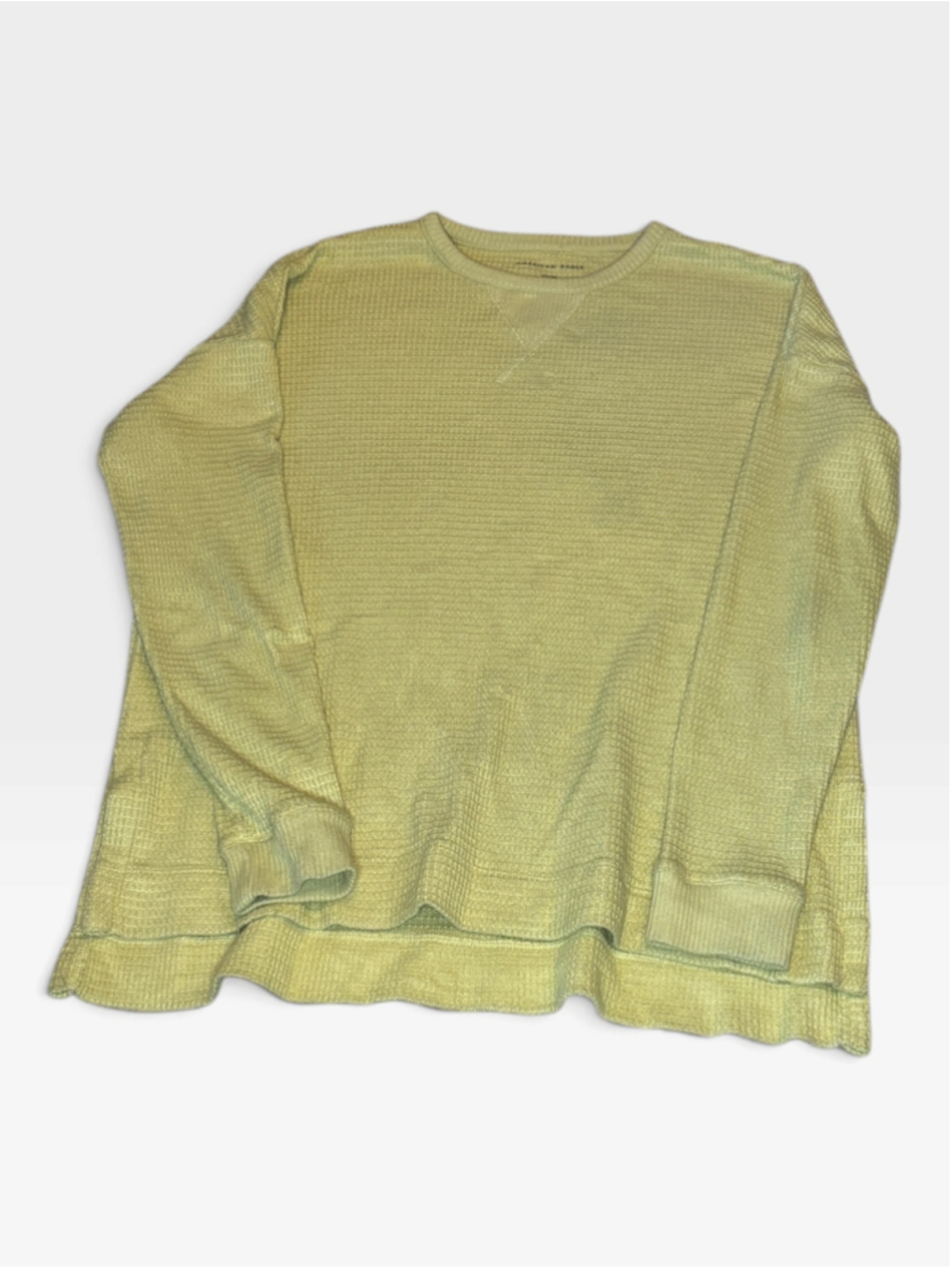 American Eagle Lemon Color Waffle Oversize Long Sleeve Shirt - Size S